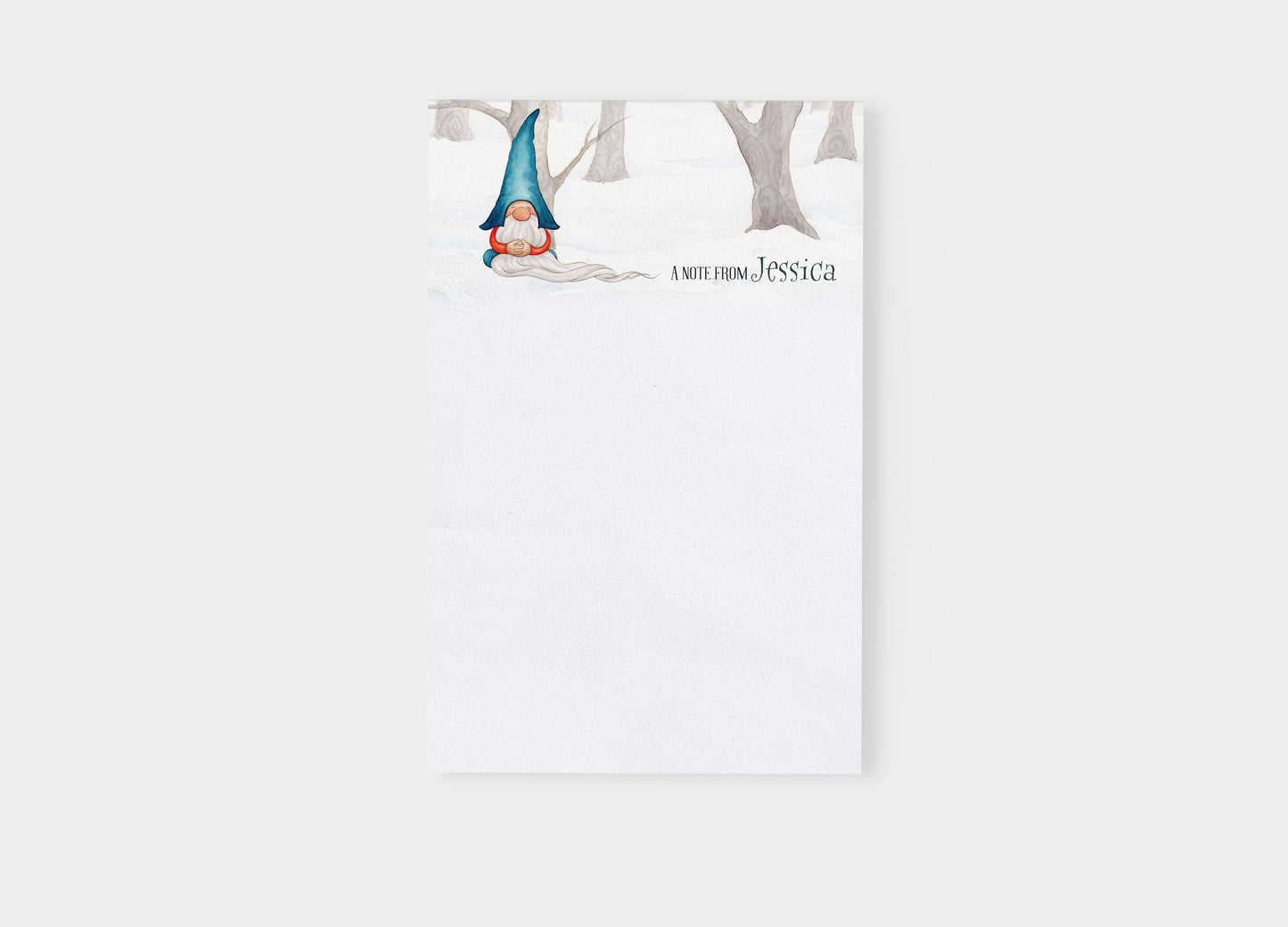 Winter Gnome Woodland Snow Holiday Notepad