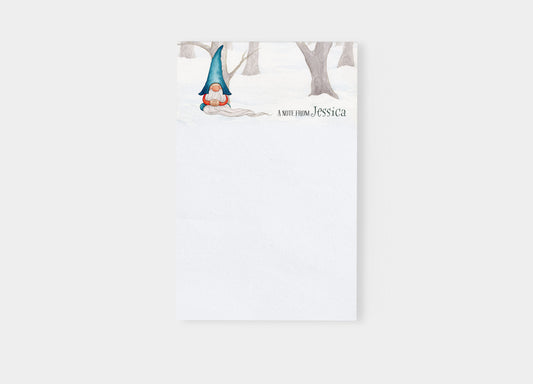 Winter Gnome Woodland Snow Holiday Notepad