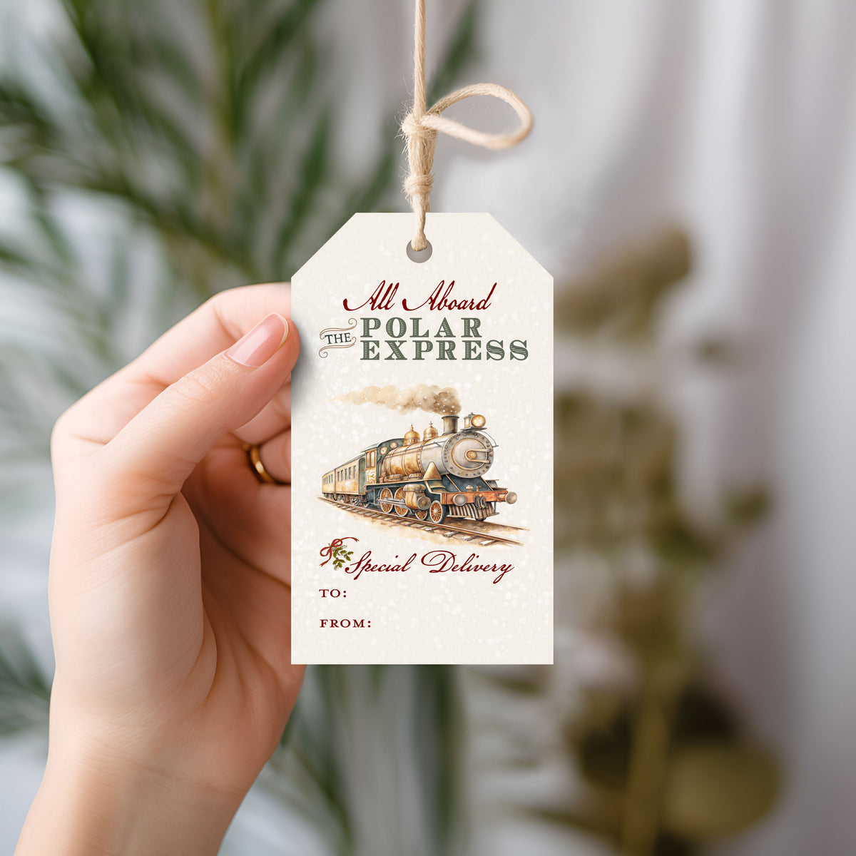 Gold Polar Express Train Christmas Gift Tags