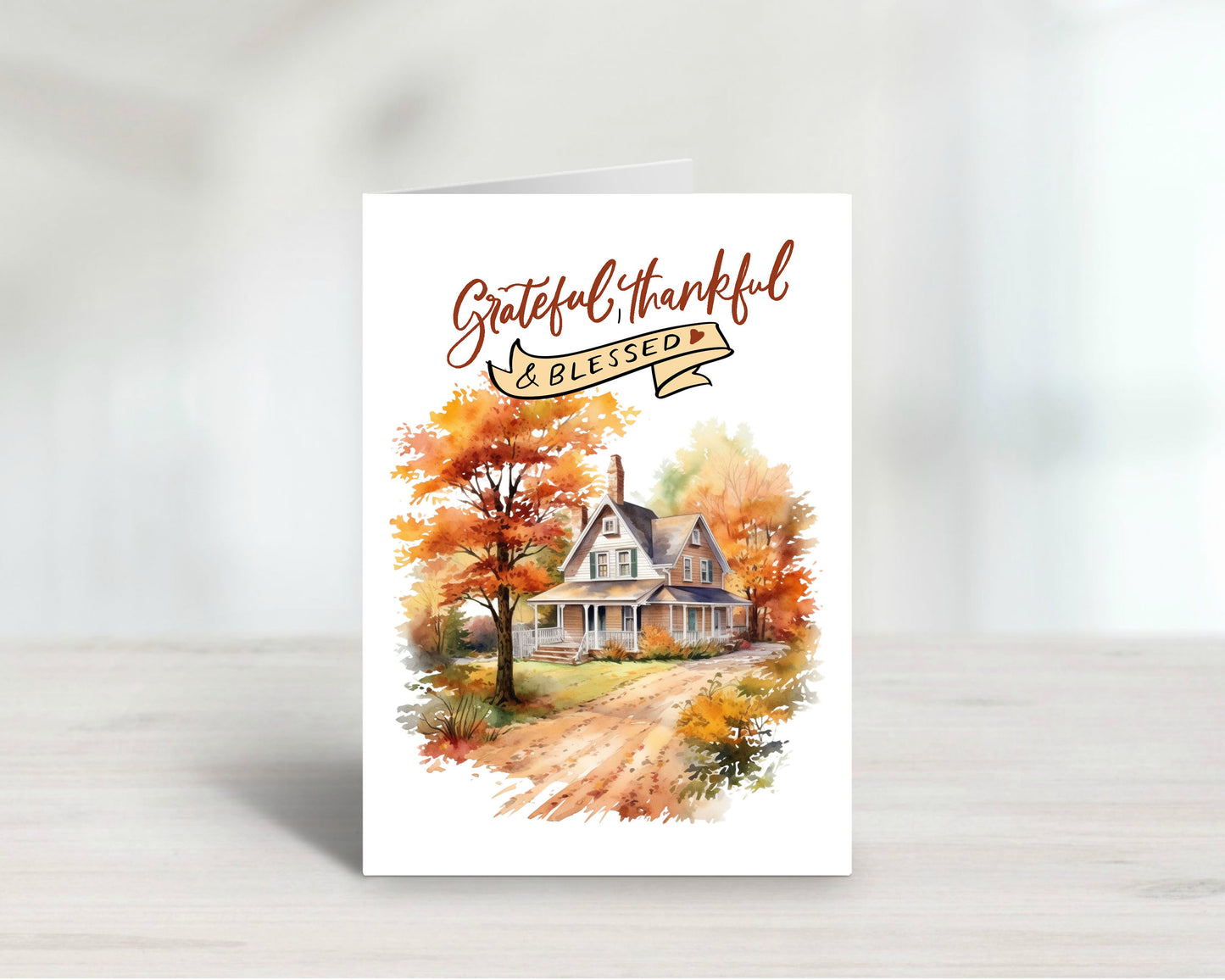 Grateful Thankful and Blessed Greeting Card