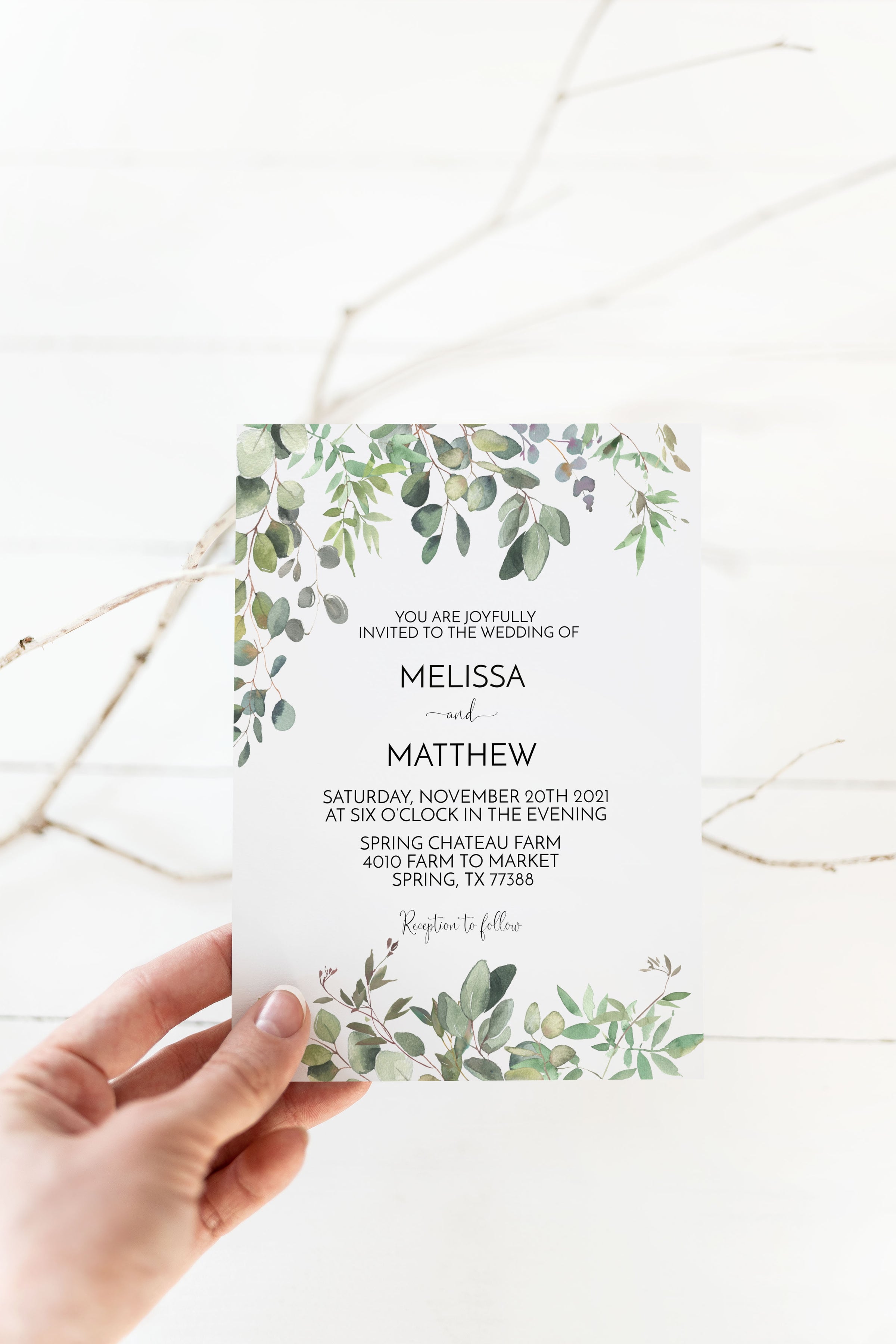 Eucalyptus Greenery Wedding Invitation