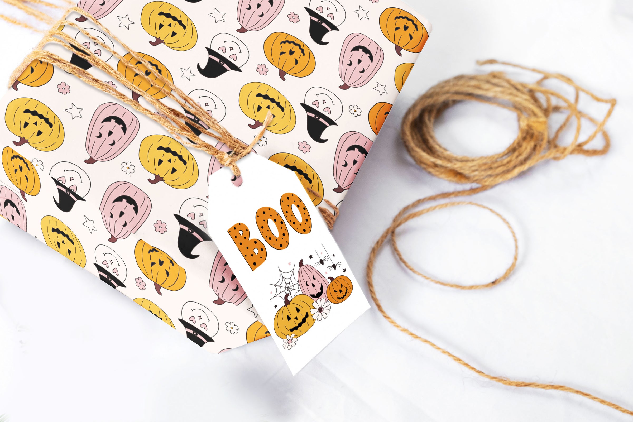 Halloween Pumpkins Witch Hat Wrapping Paper Sheets