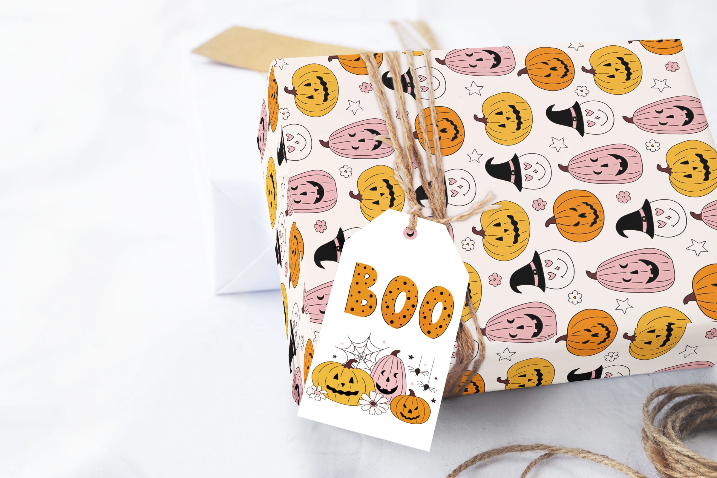 Halloween Pumpkins Witch Hat Wrapping Paper Sheets