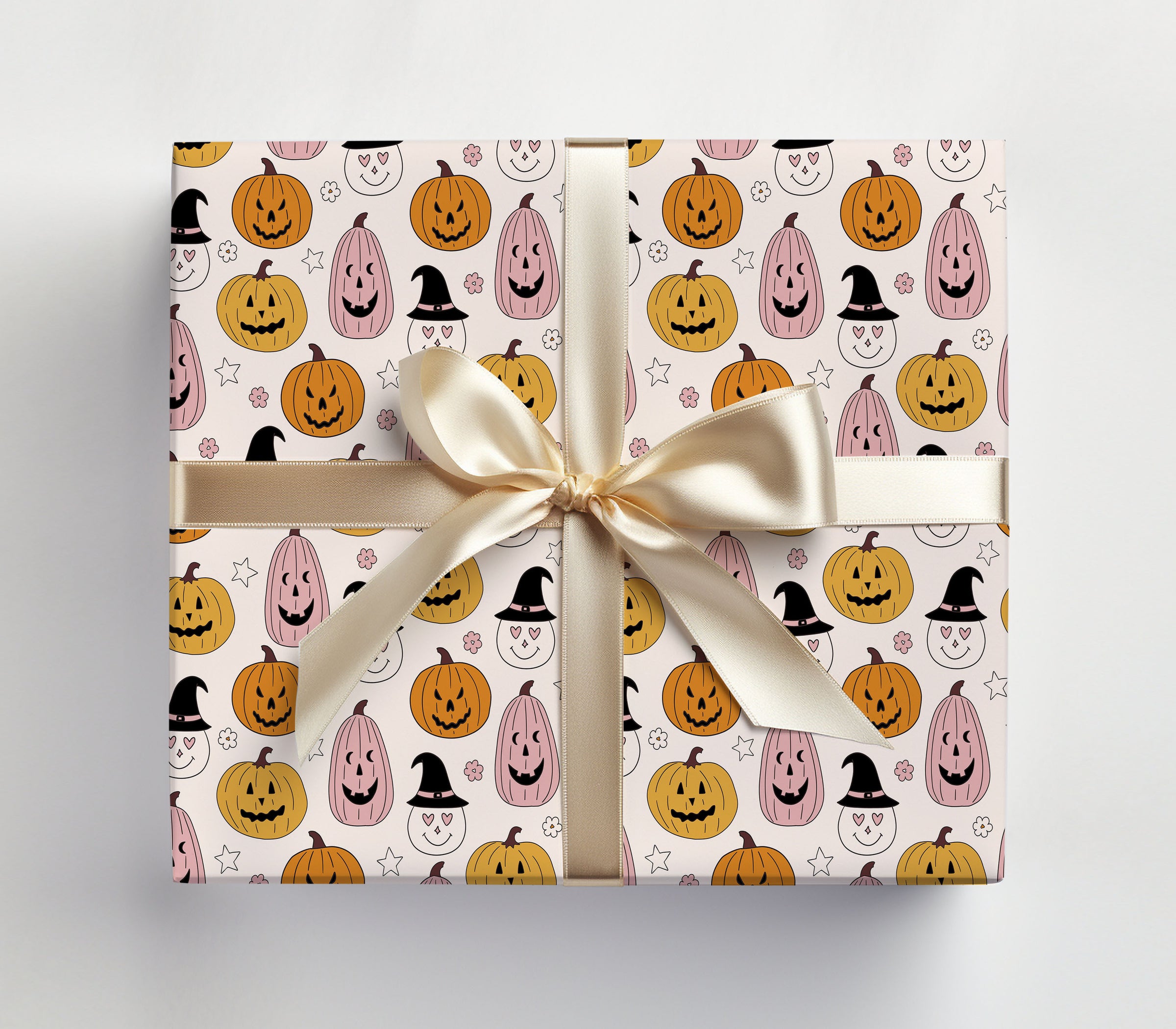 Halloween Pumpkins Witch Hat Wrapping Paper Sheets