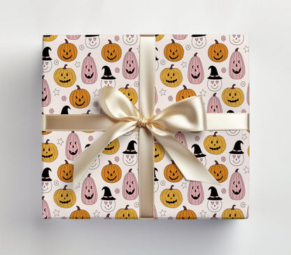 Halloween Pumpkins Witch Hat Wrapping Paper Sheets
