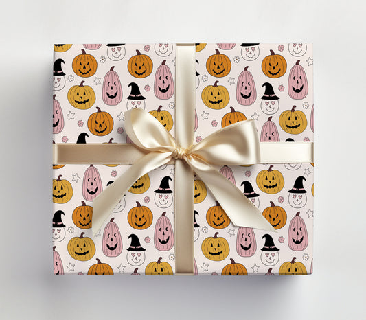 Halloween Pumpkins Witch Hat Wrapping Paper Sheets