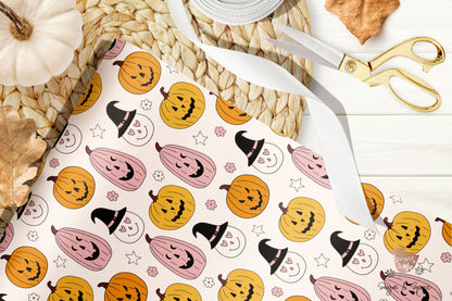 Halloween Pumpkins Witch Hat Wrapping Paper Sheets