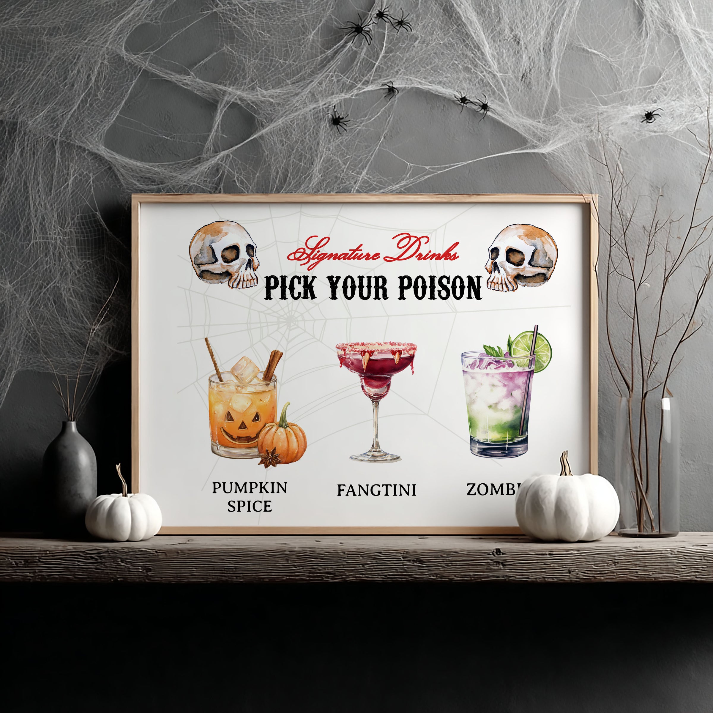 Pick your Poison Halloween Signature Drinks Sign