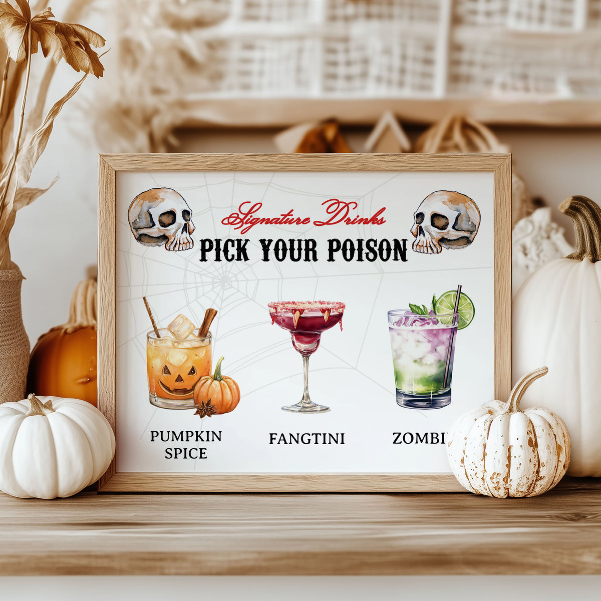 Pick your Poison Halloween Signature Drinks Sign