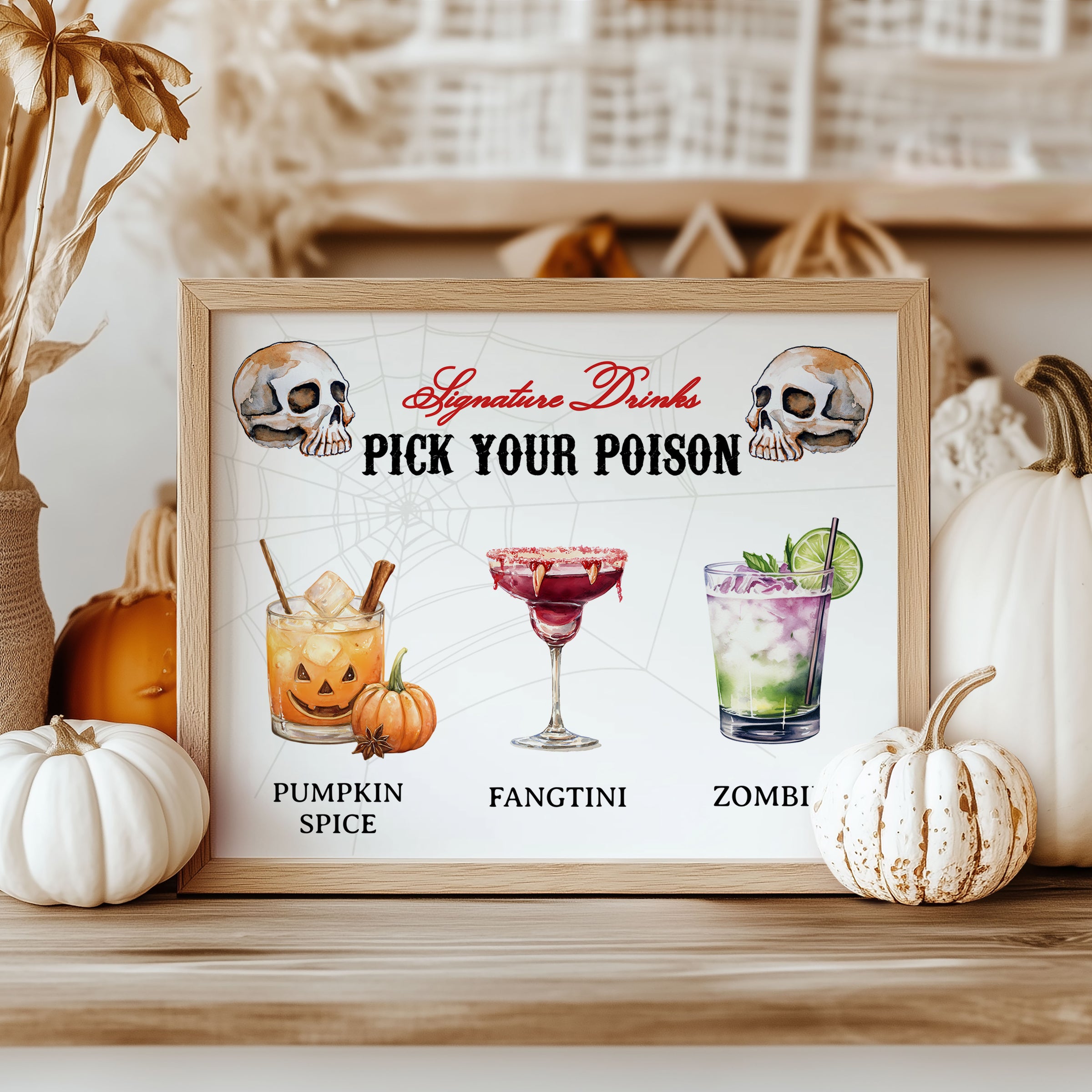 Pick your Poison Halloween Signature Drinks Sign