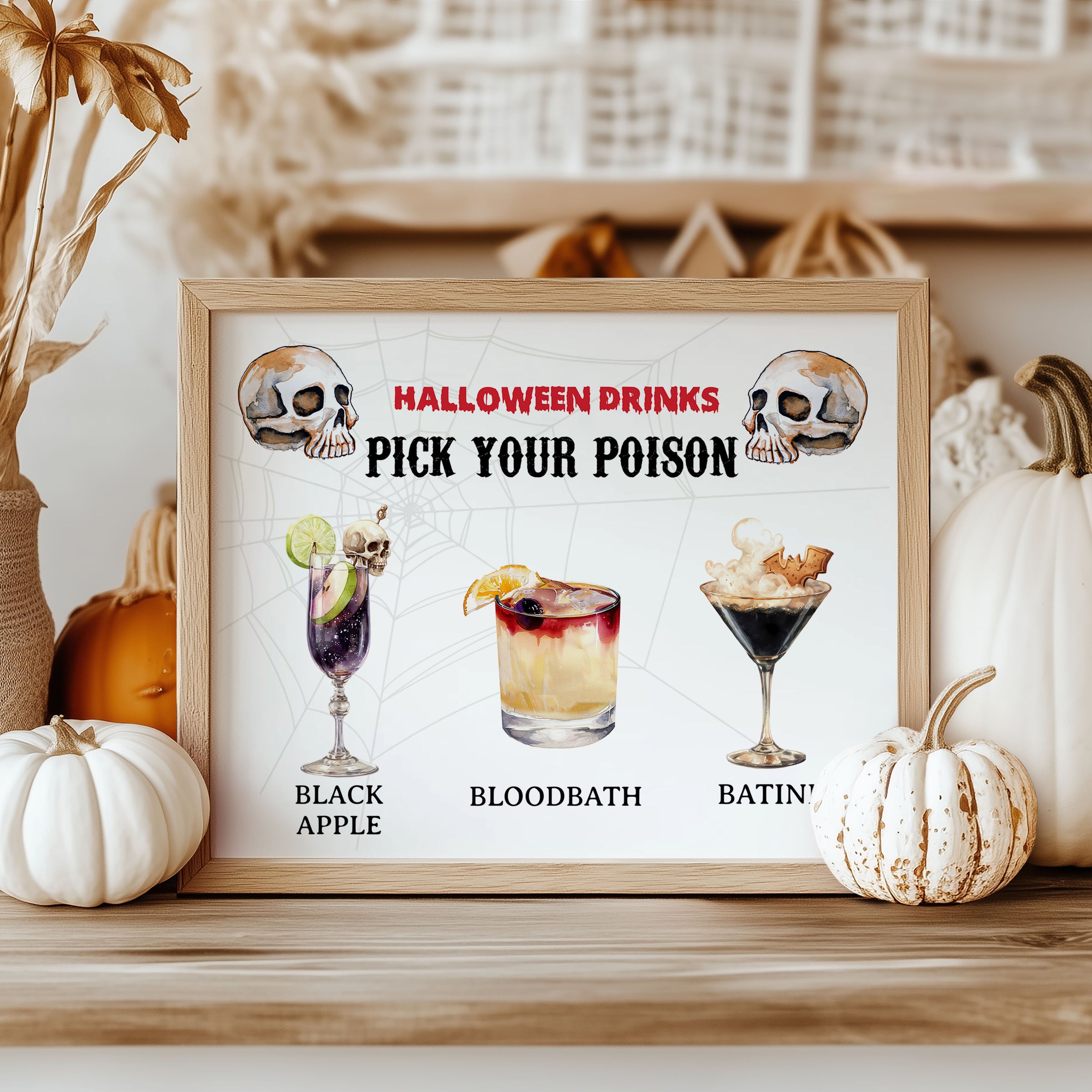 Pick your Poison Halloween Signature Drinks Sign
