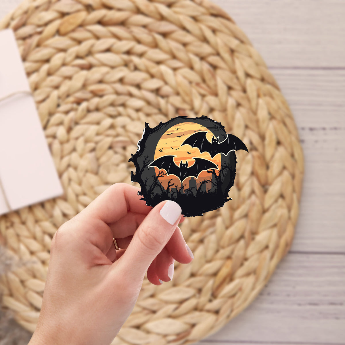 Spooky Bats and Moonlight Weatherproof Decal Halloween