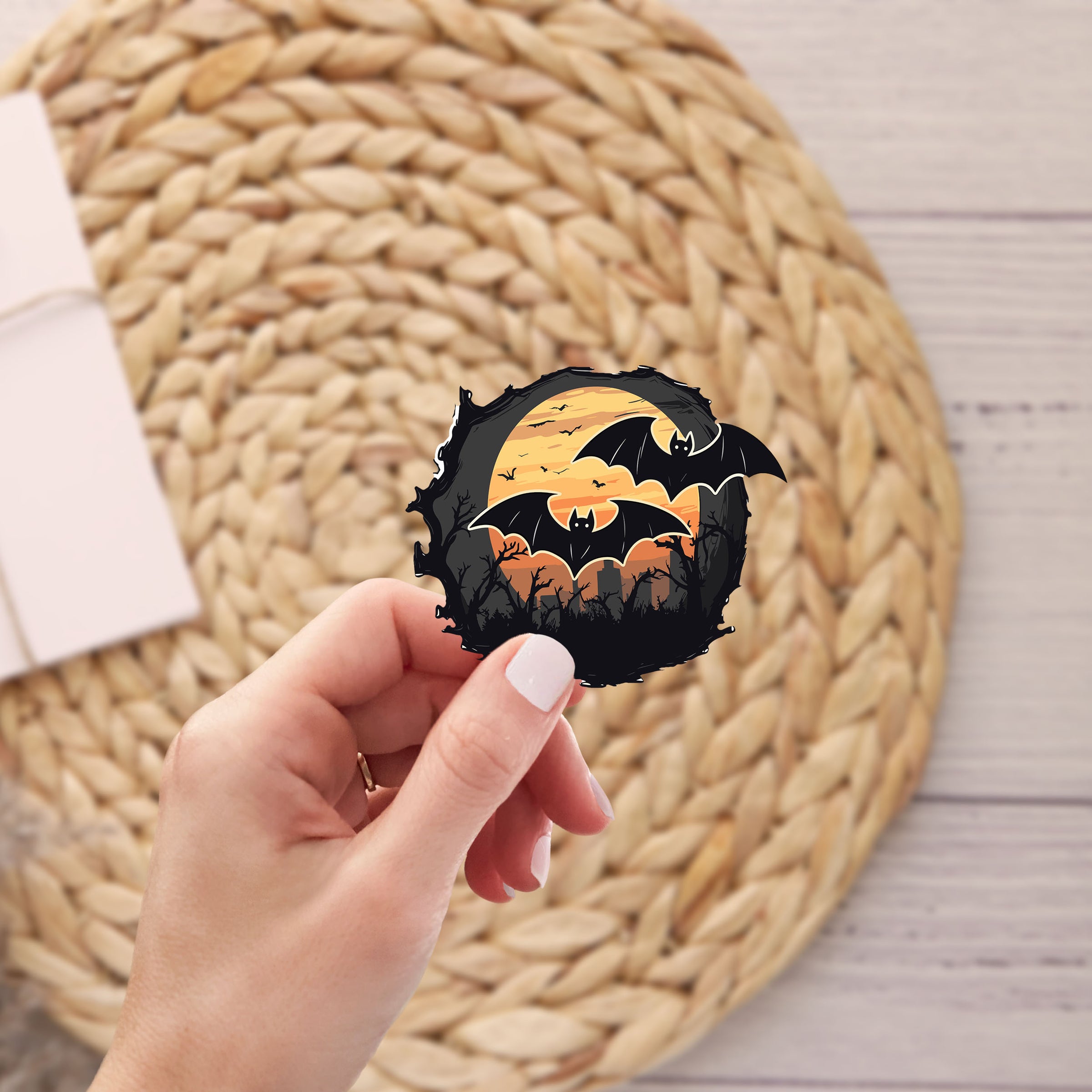 Spooky Bats and Moonlight Weatherproof Decal Halloween