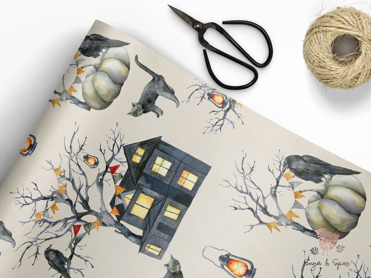 Haunted House Halloween Wrapping Paper