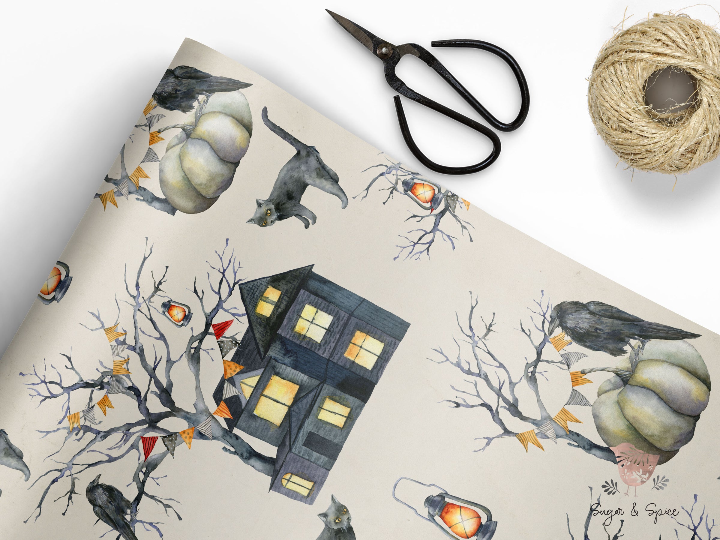 Haunted House Halloween Wrapping Paper