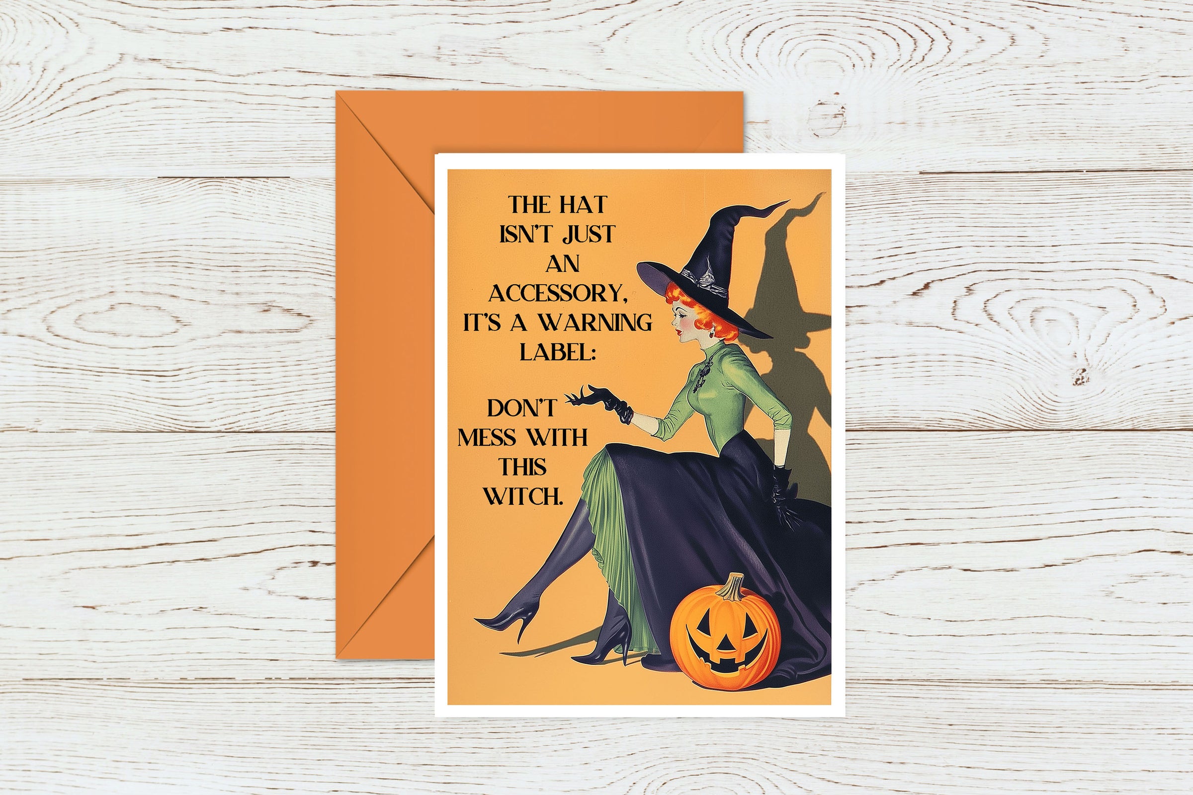 Halloween Vintage Retro Witch Greeting Card