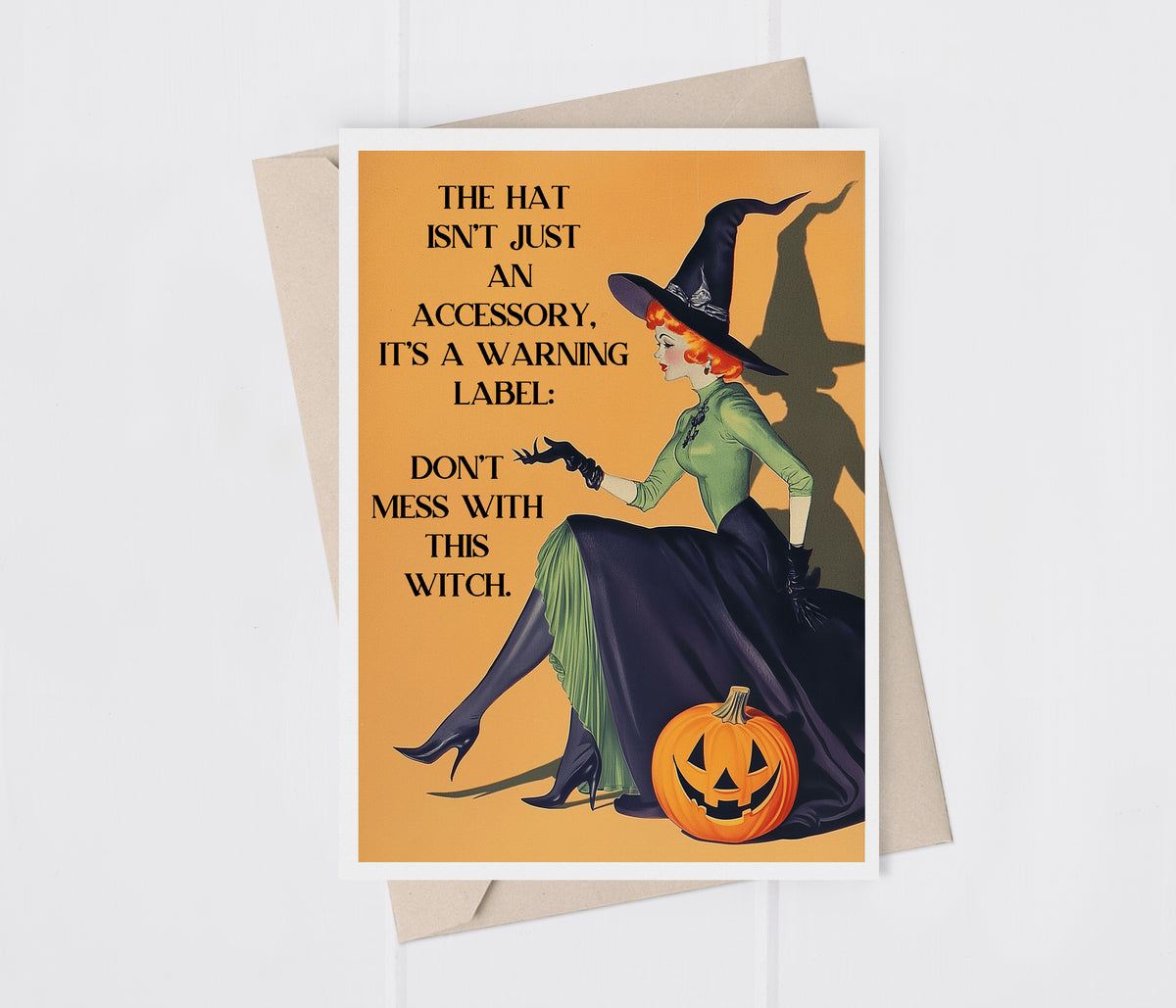 Halloween Vintage Retro Witch Greeting Card
