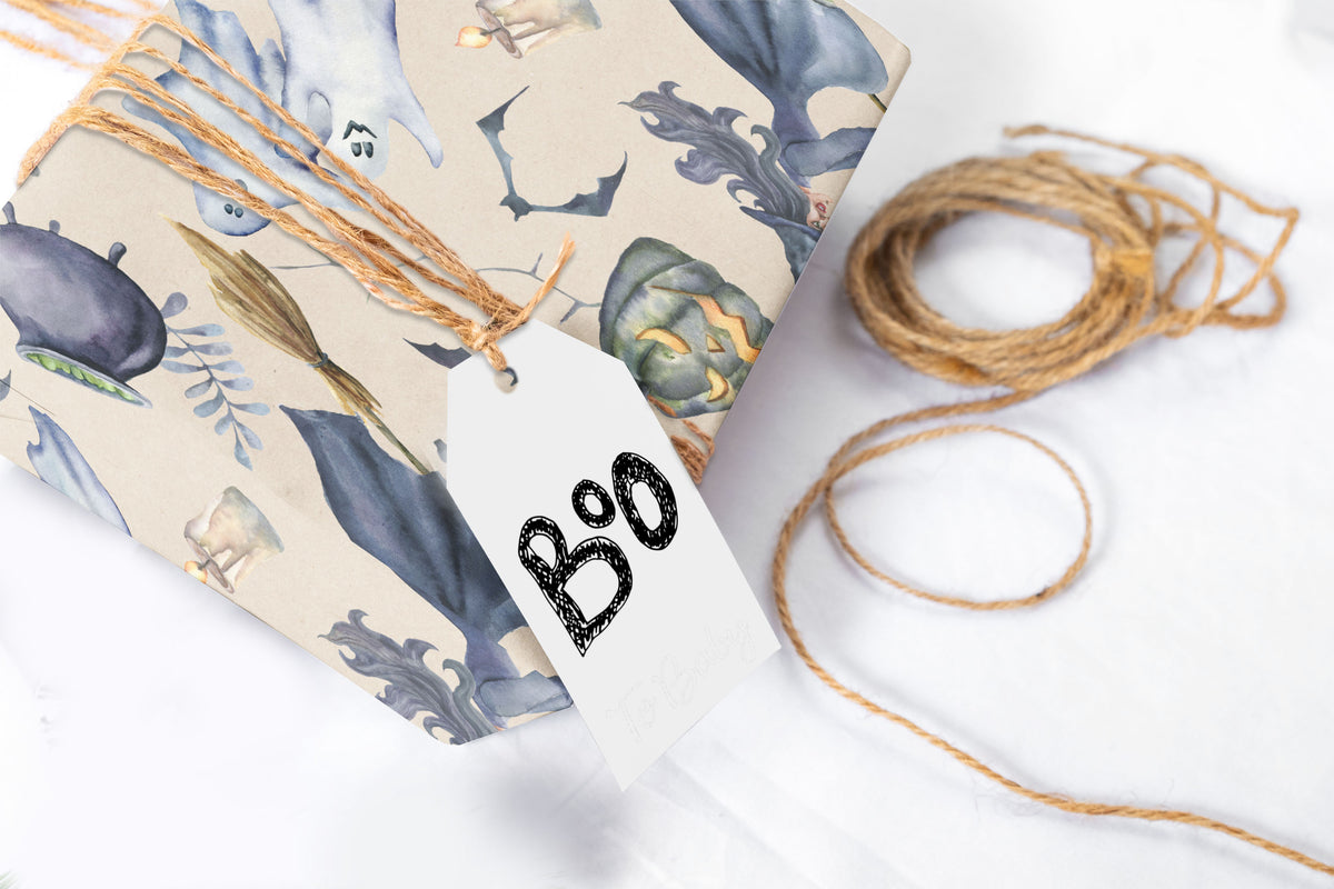 Witch and Ghost Halloween Wrapping Paper