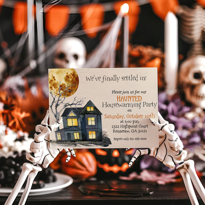Halloween Haunted House Housewarming Invitation