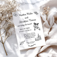Illustrated Wedding Invitation Template Editable Invitation Corjl Digital Download