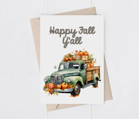 Green Country Truck Fall Pumpkins Greeting Card