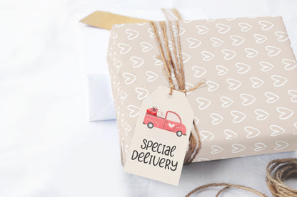 Valentine Beige Hearts Wrapping Paper Sheets