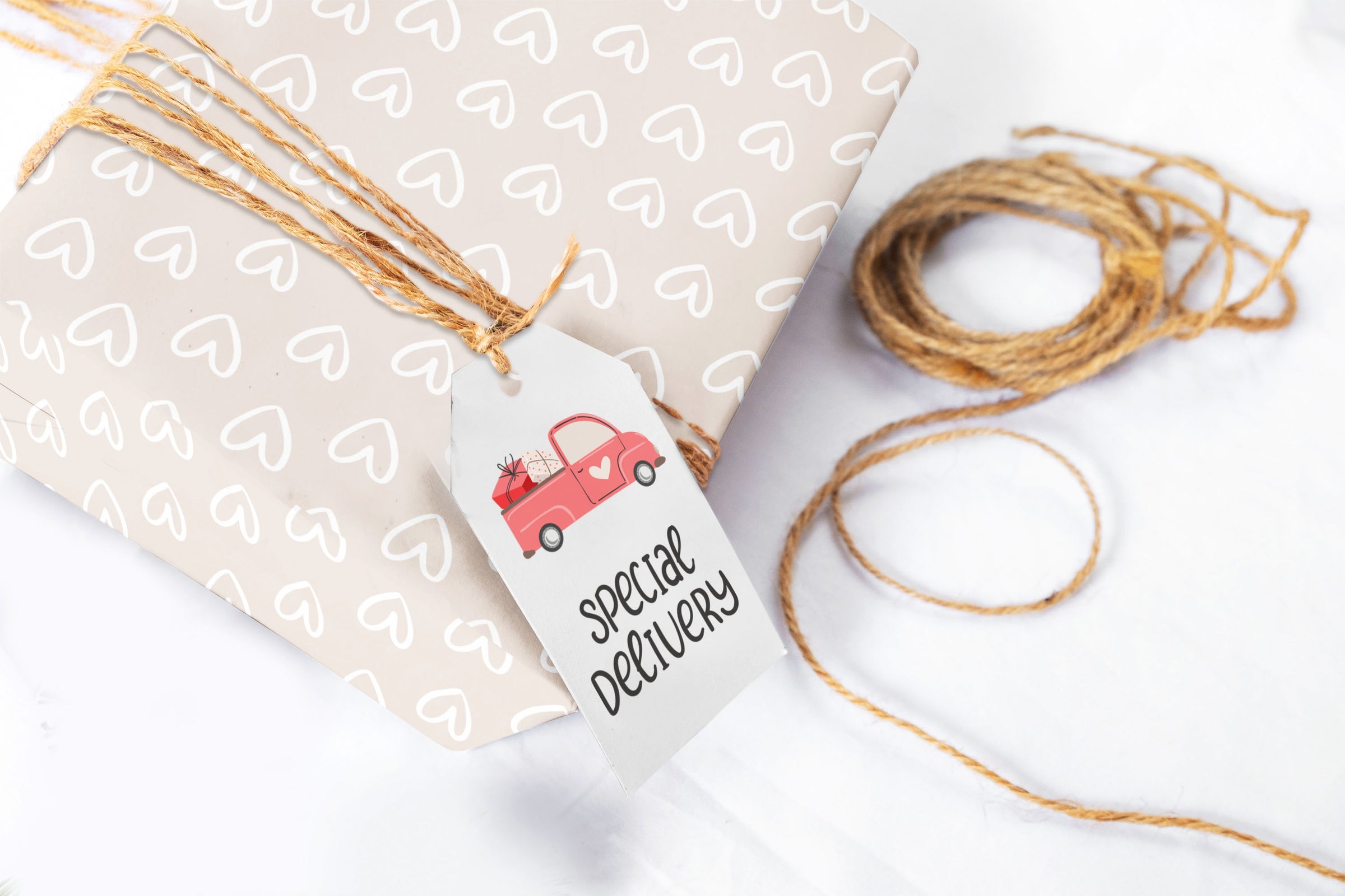 Valentine Beige Hearts Wrapping Paper Sheets