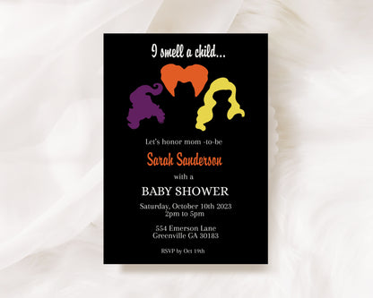 Hocus Pocus Halloween Baby Shower Invitation Template Editable Invitation Corjl Digital Download