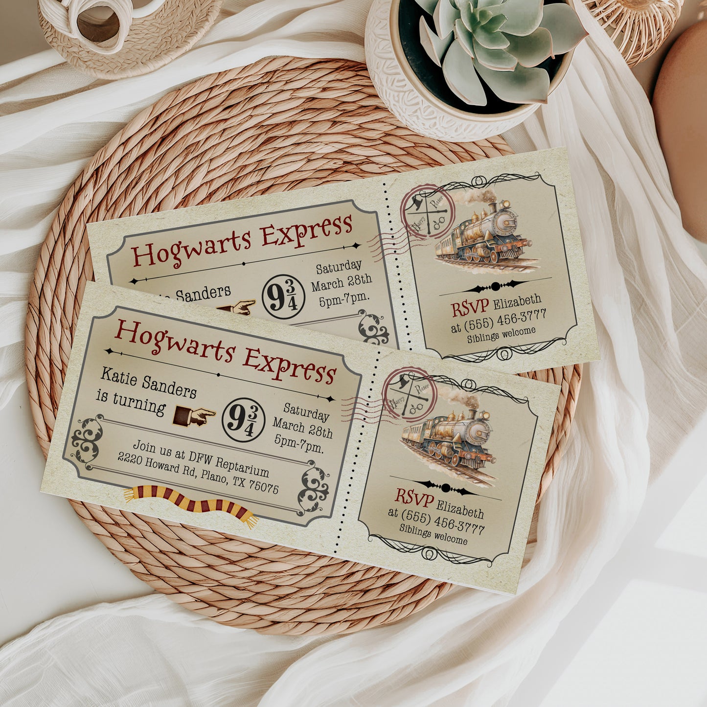 Hogwarts Express Train Ticket Birthday Invitation