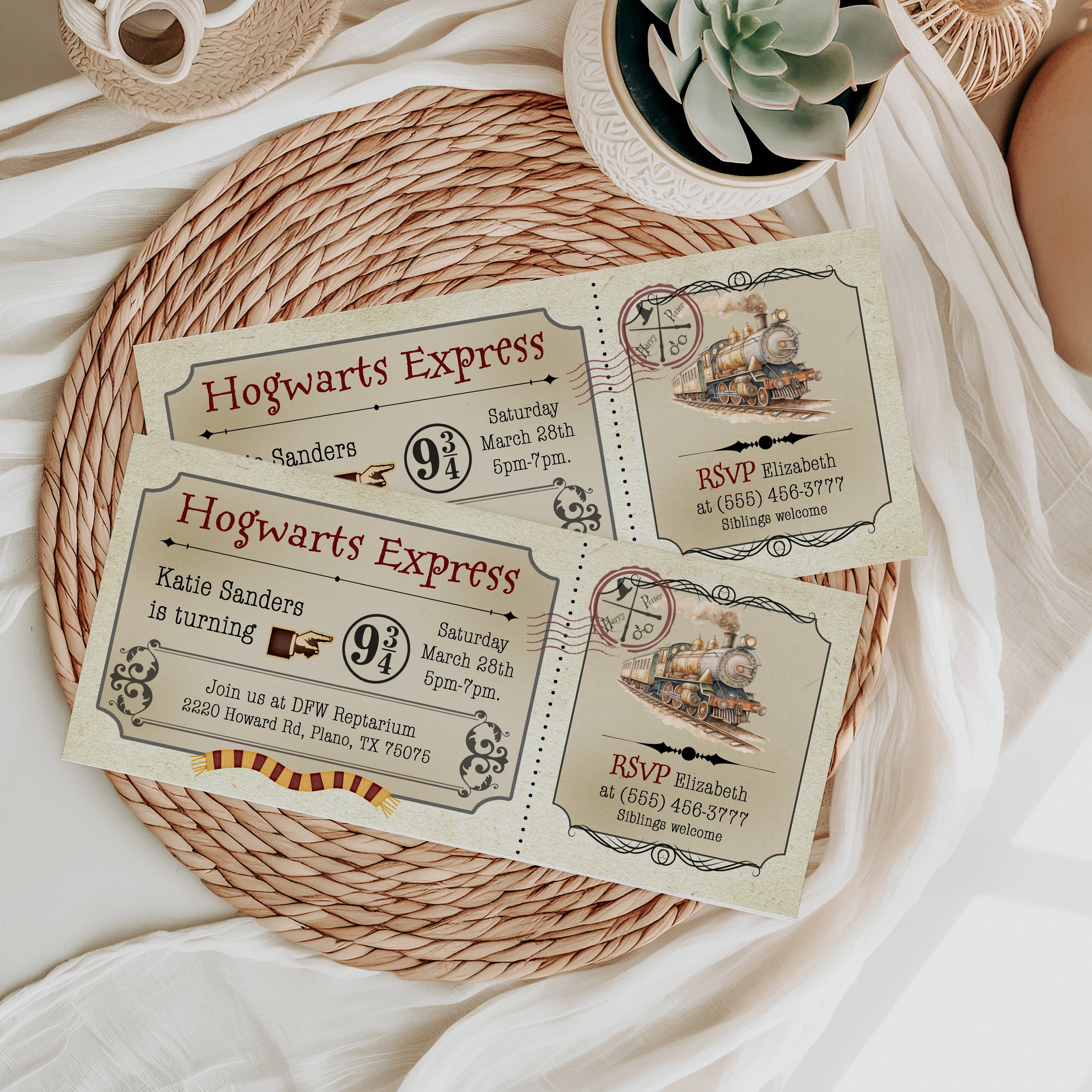 Hogwarts Express Train Ticket Birthday Invitation