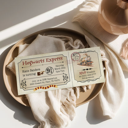 Hogwarts Express Train Ticket Birthday Invitation