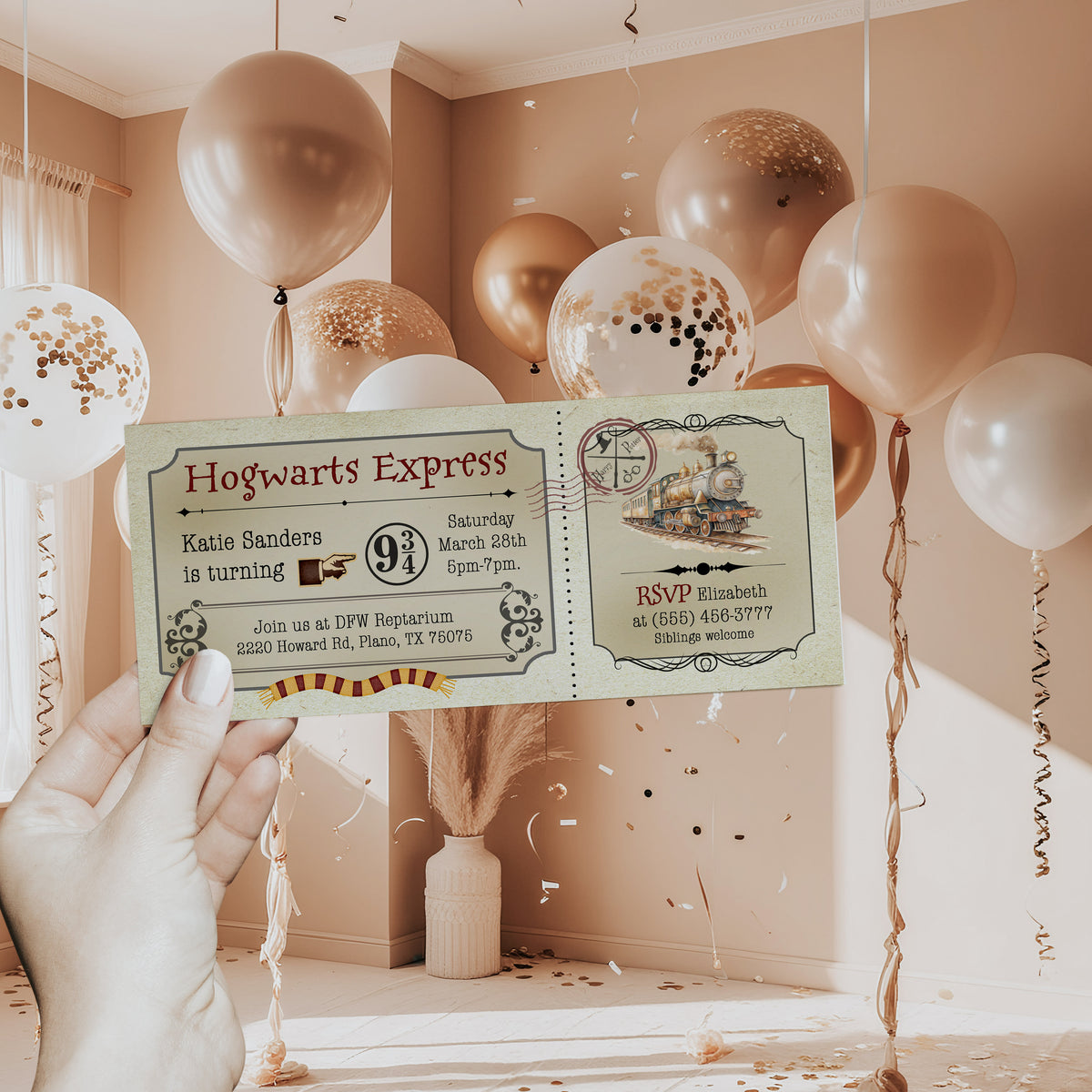 Hogwarts Express Train Ticket Birthday Invitation