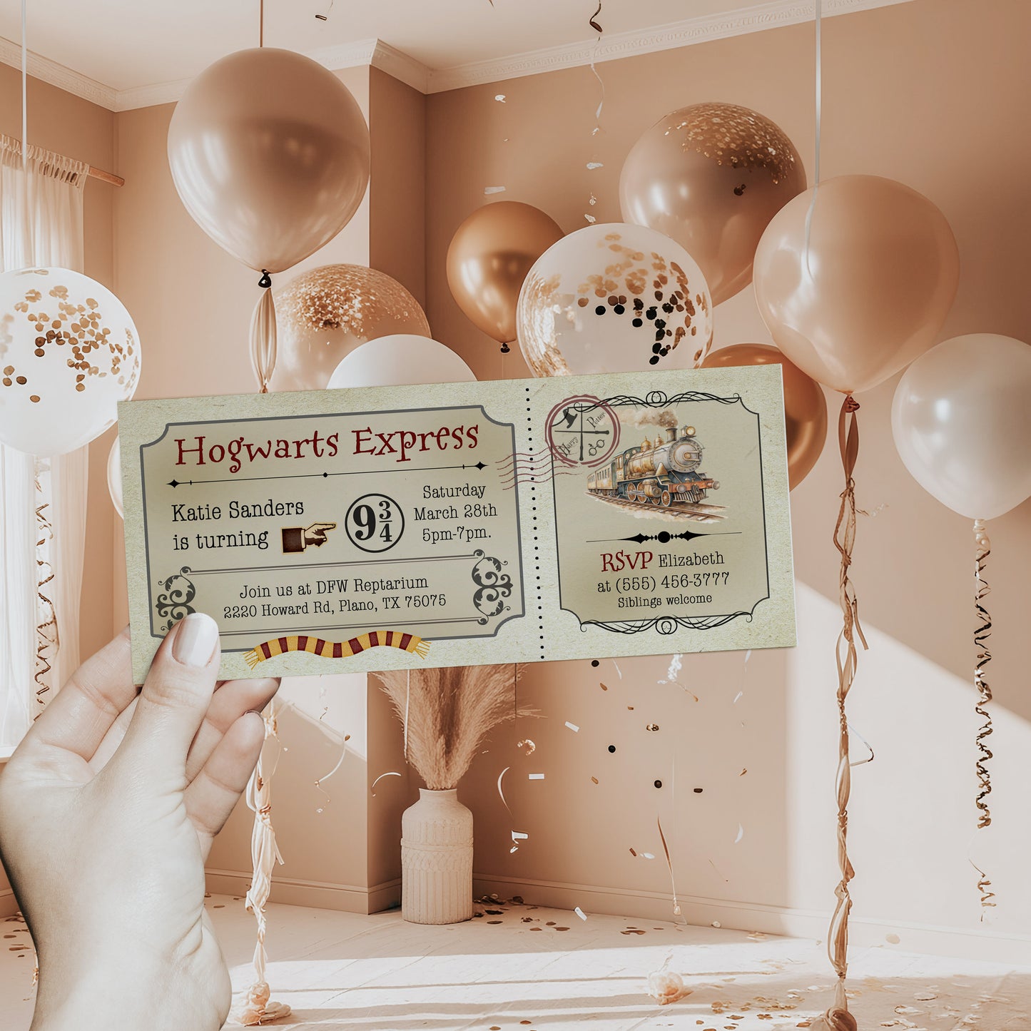 Hogwarts Express Train Ticket Birthday Invitation