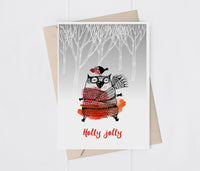 Holly Jolly Funny Cat Greeting Card