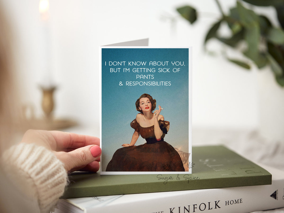 Funny Birthday Card, Vintage Fashion Humor, Friendship, Any Occasion Greeting