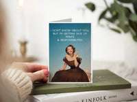 Funny Birthday Card, Vintage Fashion Humor, Friendship, Any Occasion Greeting