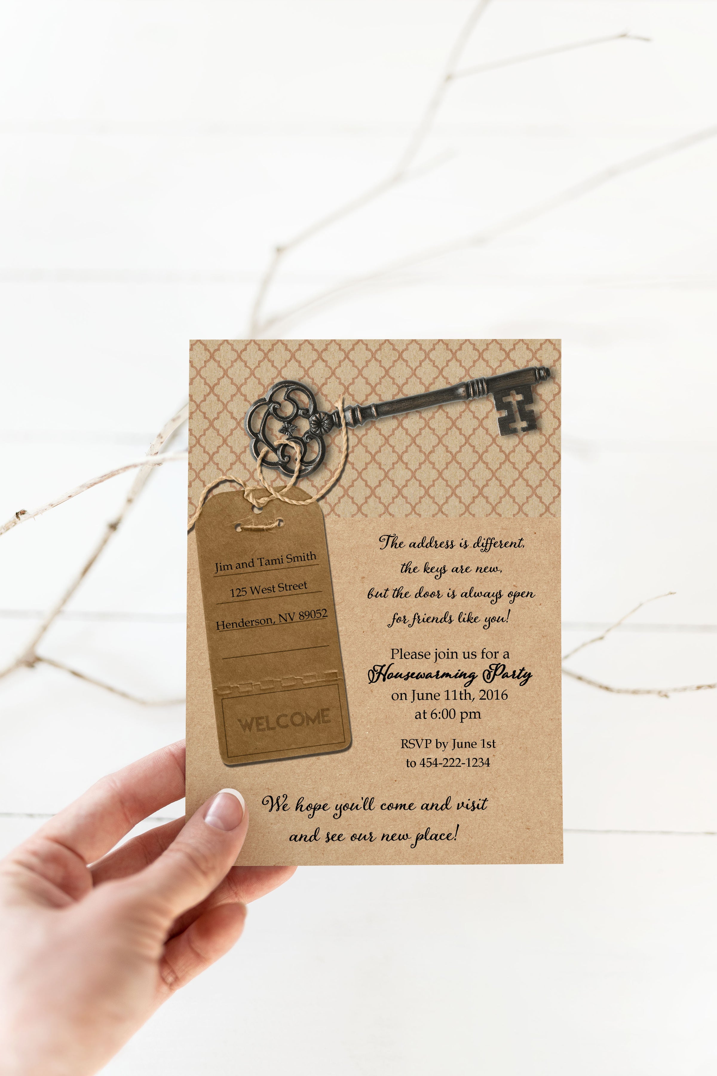 Key to Home Housewarming Invitation Template Editable Invitation Corjl Digital Download