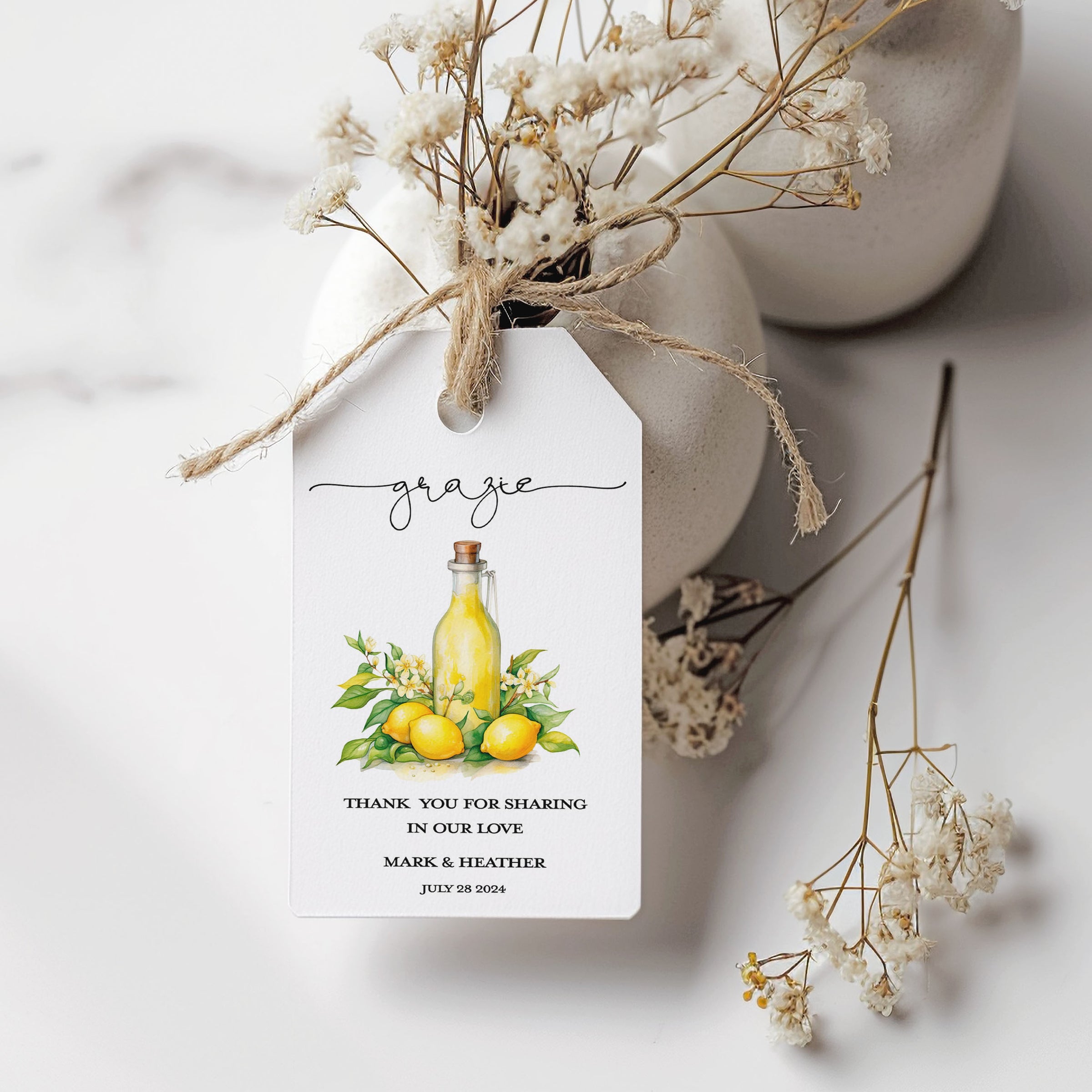 Italian Lemon Bridal Shower Gift Tag