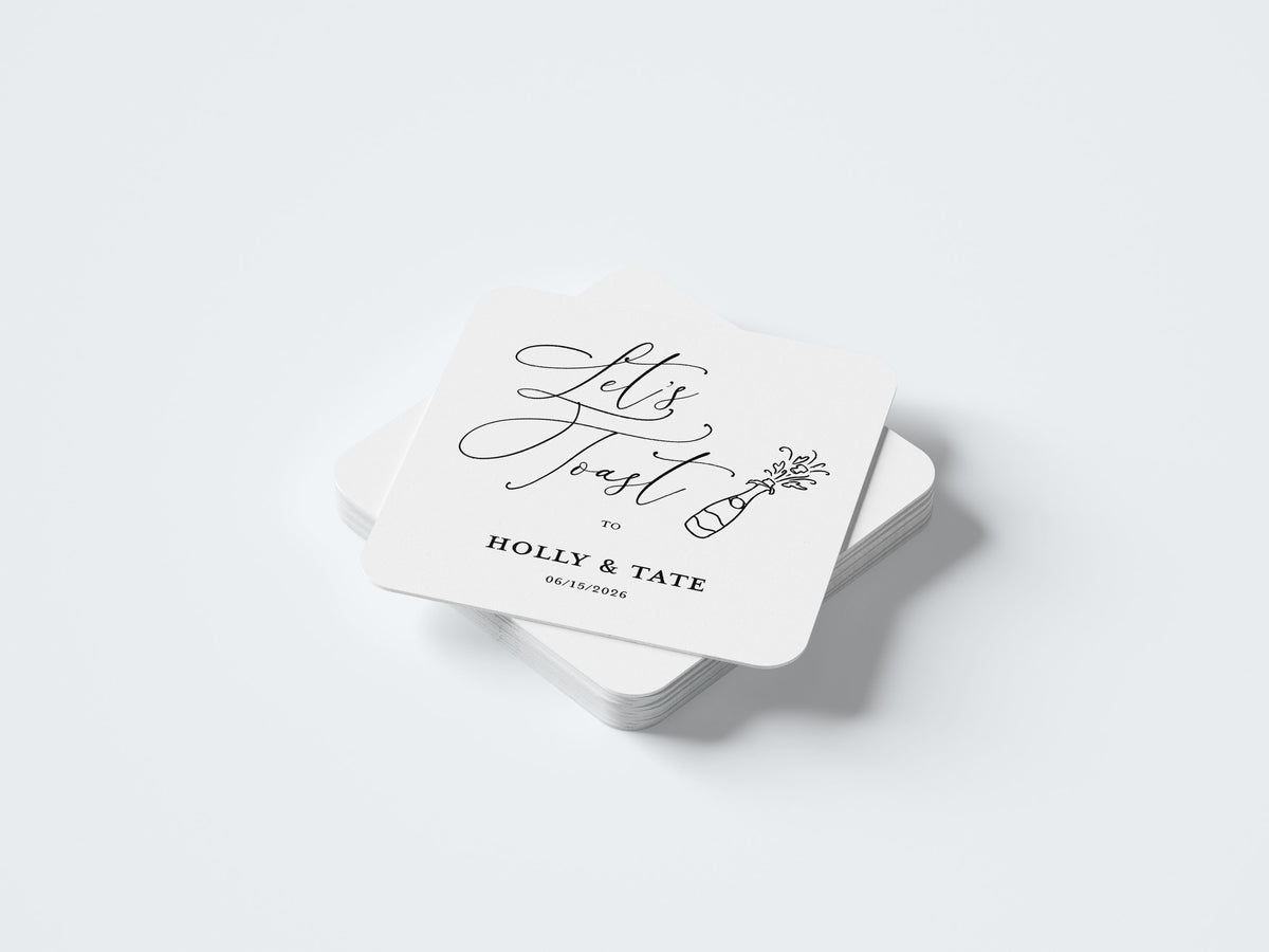 Let's Toast Coasters, Personalized Engagement Party Favors