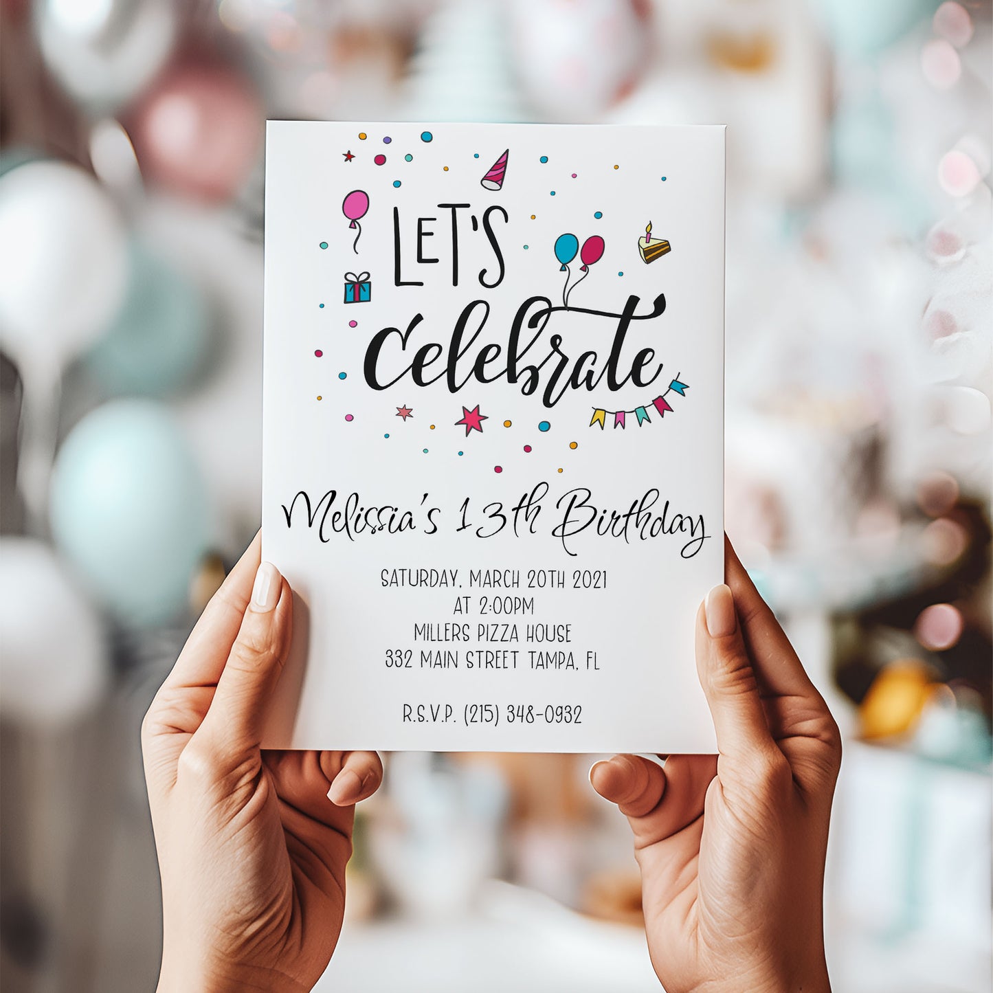 Let's Celebrate Confetti Birthday Invitation