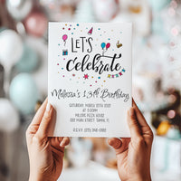 Let's Celebrate Confetti Birthday Invitation