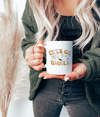 Let’s Go Ghouls Accent Coffee Mug — Cute Retro Halloween Ghosts (11/15oz)