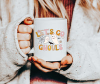 Let’s Go Ghouls Accent Coffee Mug — Cute Retro Halloween Ghosts (11/15oz)