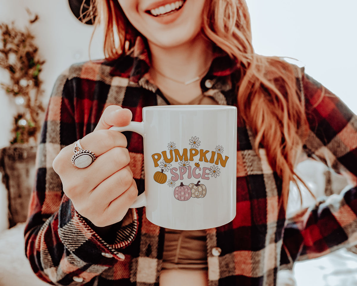 Let’s Go Ghouls Accent Coffee Mug — Cute Retro Halloween Ghosts (11/15oz)