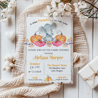 A little Pumpkin is on the Way Rustic Elephant Baby Shower Invitation