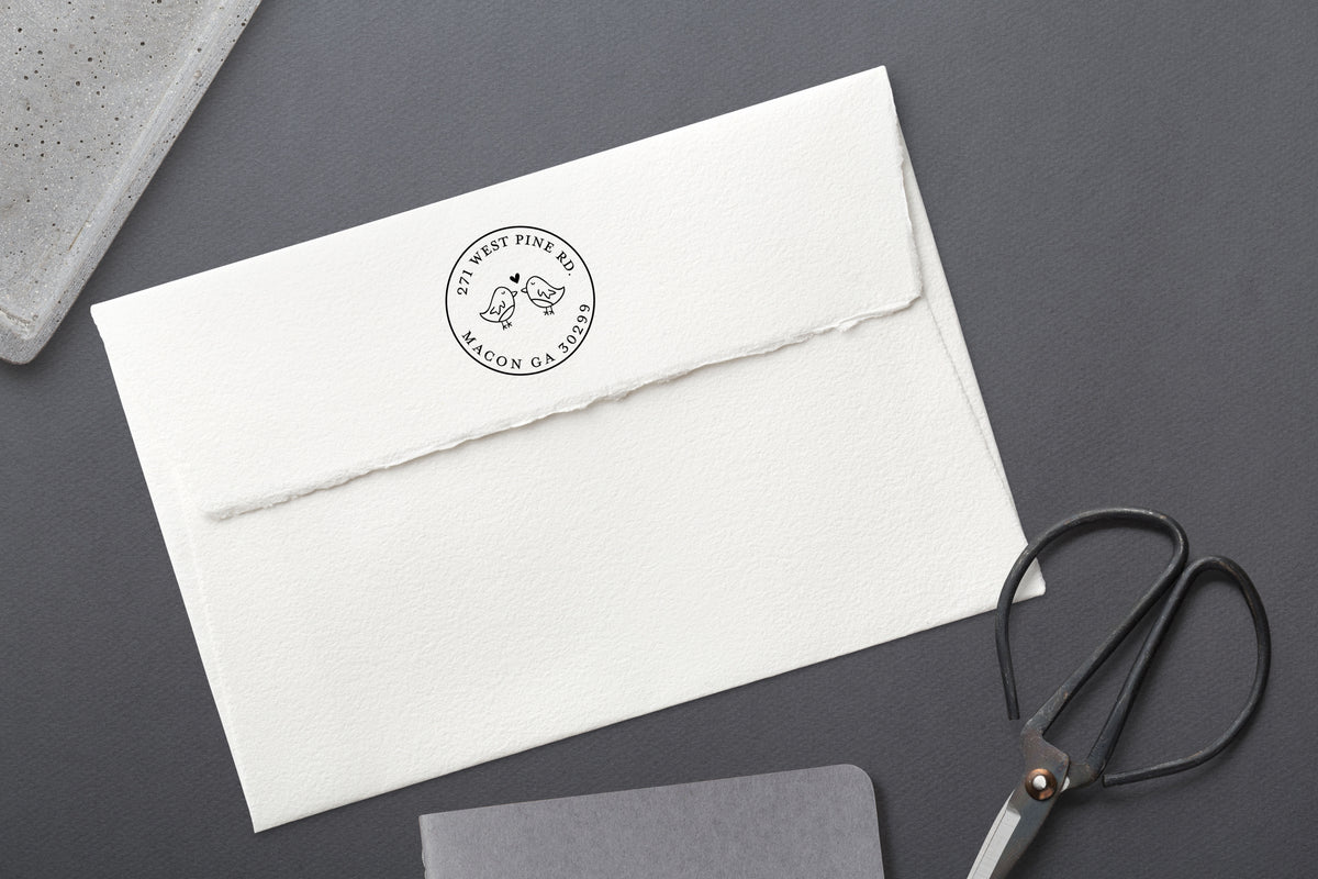 Love Birds Self Inking Return Address Stamp
