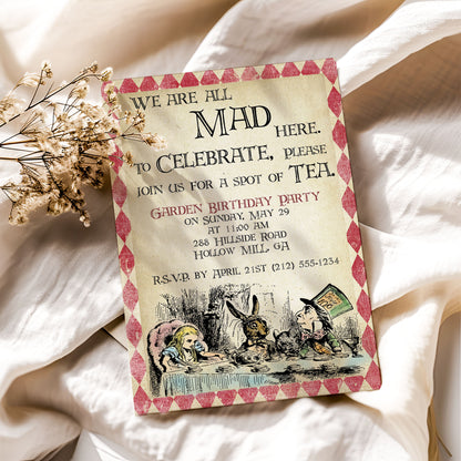 Alice in Wonderland Birthday Invitation Printable – Mad Tea Party Invite