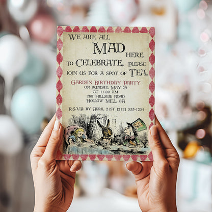 Alice in Wonderland Birthday Invitation Printable – Mad Tea Party Invite