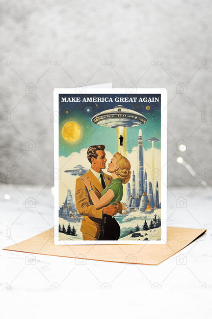 Funny UFO Make America Great Again Greeting Card