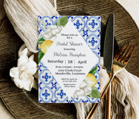 Mediterranean Lemon Bridal Shower Invitation Template Editable Invitation Corjl Digital Download